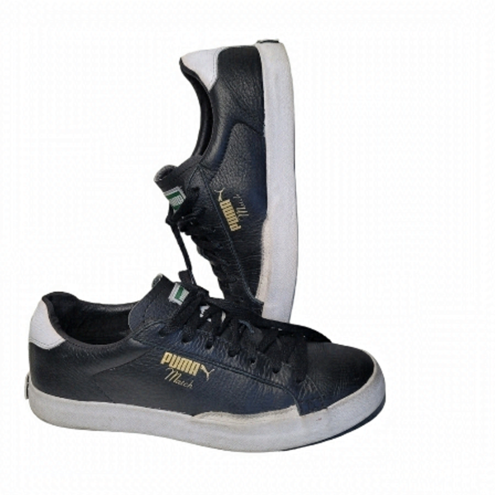 𝅺MEN'S Black Match 74 Leather Sneakers US 7